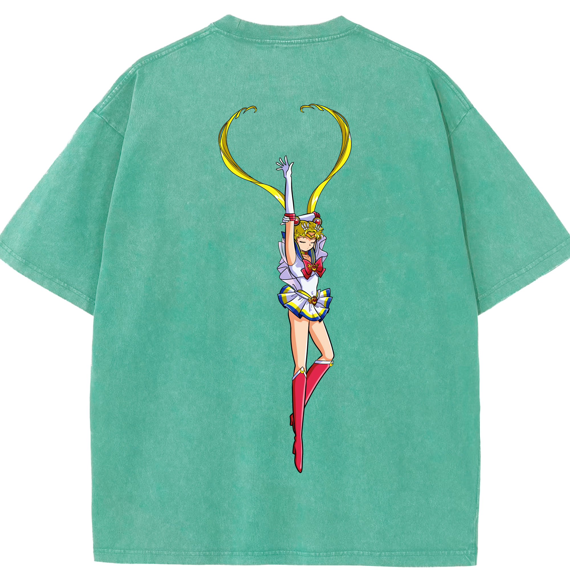 （画像用） 美少女戦士セーラームーン 月野 うさぎ つきの うさぎ Sailor Moon Tsukino Usagi 綿100% ヴィンテージ風 半袖Tシャツ（背面プリント）